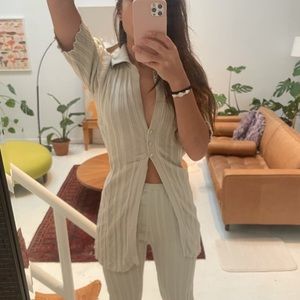 ivory matching set from the line by k (pants and quarter sleeve ribbed top)